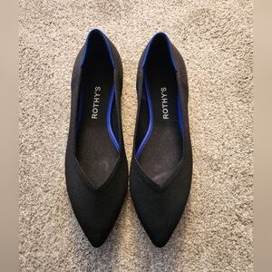 Rothy's Black Flats with Blue Trim